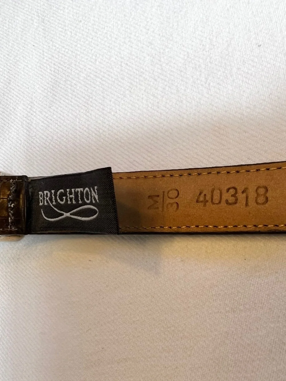 *FIRM PRICE* Brighton Dark Brown Faux Crocodile Leather Embossed Skinny Belt